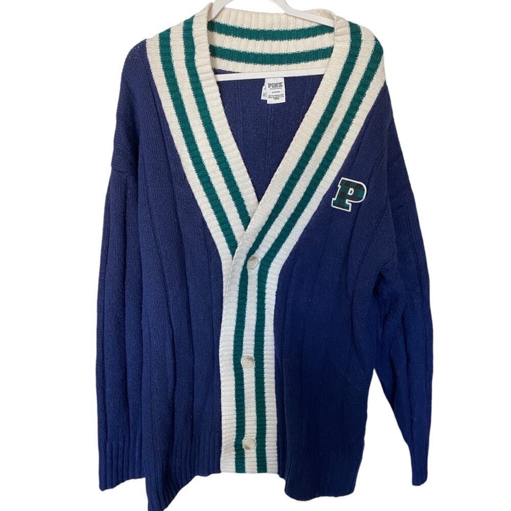 Pink Varsity Sweater in Midnight Navy Size M - Picture 4 of 11